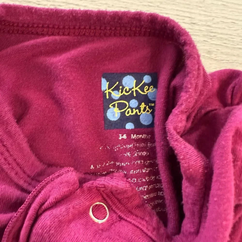 Kickee pants baby girls‎ pink ruffle snap button footed sleeper 3/6 months